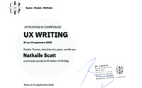 Attestation de compétences en UX Writing par Le Laptop